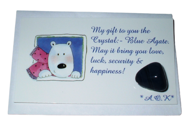 AOK Bear Blue Agate Crystal Card