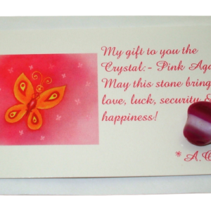 Pink Agate Crystal Butterfly Card