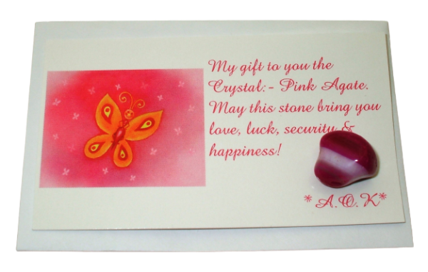 AOK Pink Agate Crystal Butterfly Card