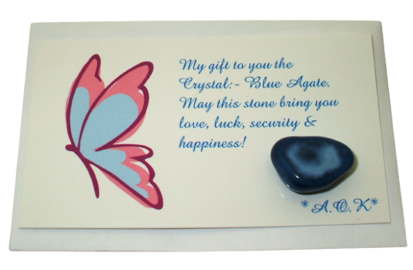 AOK Blue Agate Crystal Butterfly Card