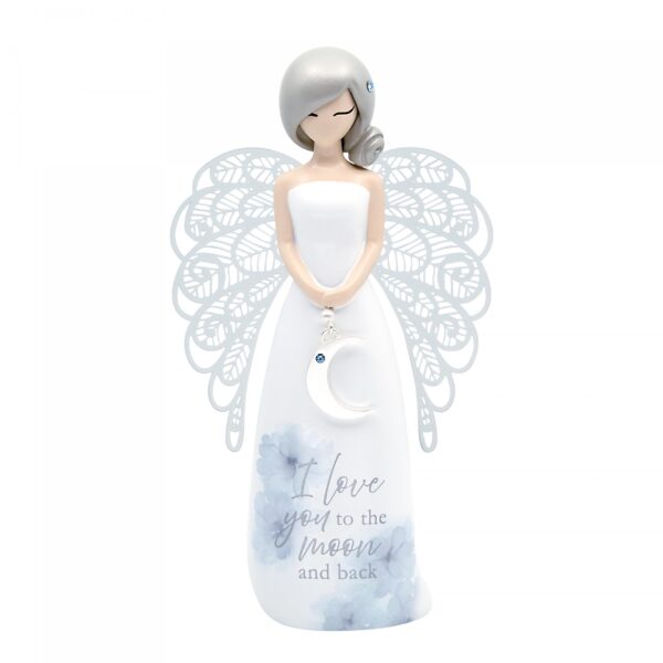 Moon and back angel figurine