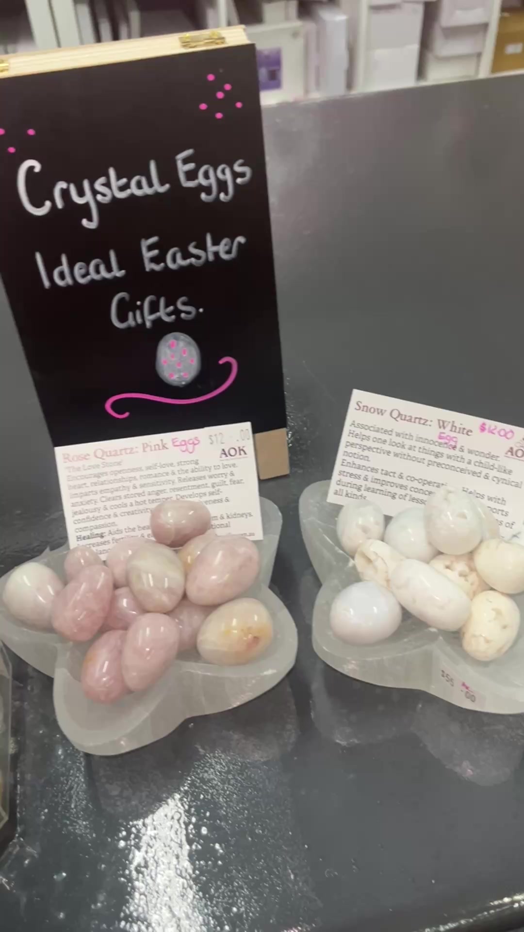 You are currently viewing Small Crystal Eggs  Ideal Easter  
 151 High Street Shepparton 
 Opening Hours 
Monday 10-5:00pm
Tuesday- Friday 10am – 5:00pm
Saturday 10am – 2.00pm
CLOSED Public Holidays 
 03 58215974 GO HERE: htt…