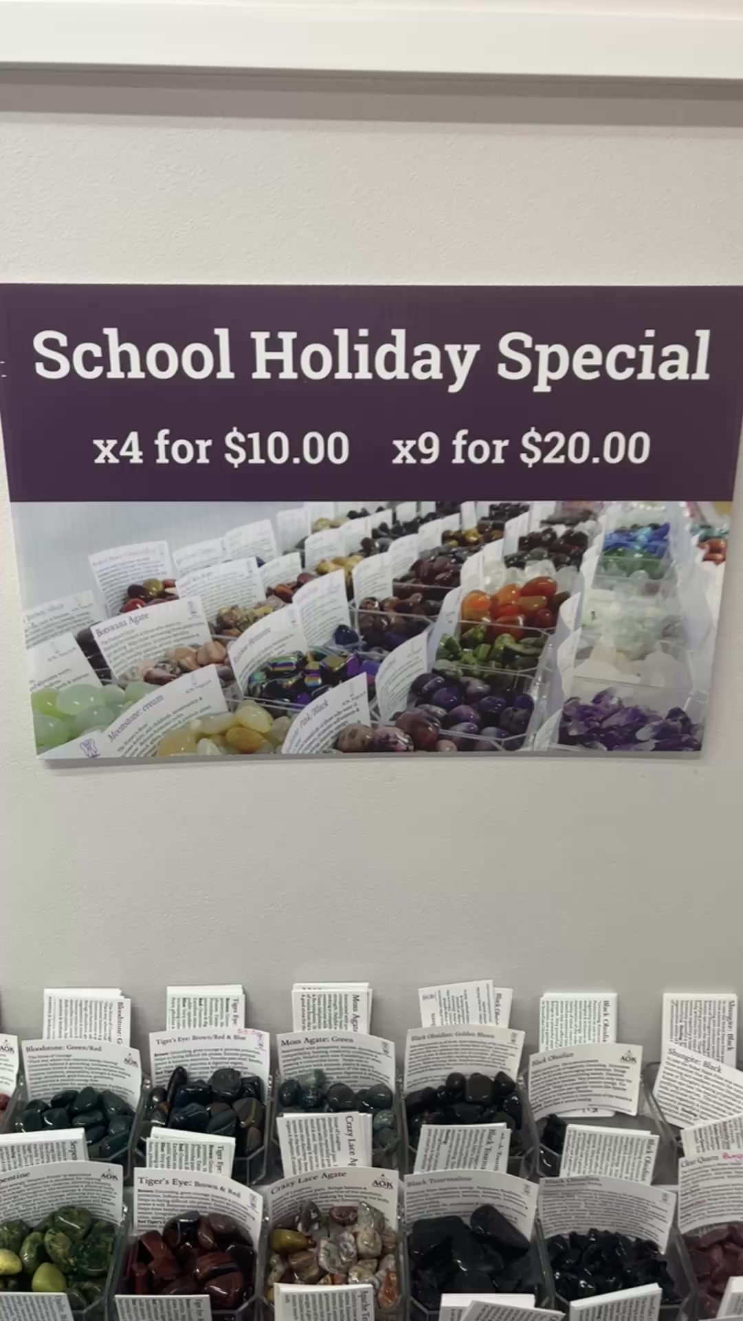 You are currently viewing School Holiday Tumblestone Special Starts Tomorrow 
Plus Large Crystal Specimens large  Salt Lamps & Large crystal candles 50% OFF  DOT EOFY SALE
 AOK 151 High Street Shepparton 
 New Opening Hours  
…